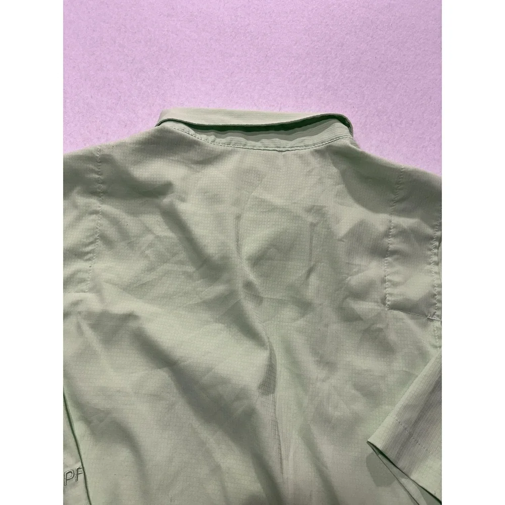 Columbia PFG Shirt Mens 2XL Green Short Sleeve Fishing Button Up Vented UPF 30+